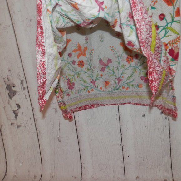 BIBA  Size 38 Boho Loose Blouson Peasant Dress Pleated Floral 100% Cotton 3559 - Picture 10 of 13